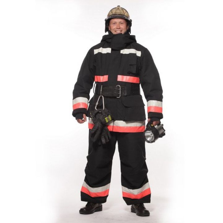 Боевая одежда пожарного из ткани арт. 77-БА-032 АП, черный цвет, для нач.состава (I уровень защиты) вид А (размер 56-58 / рост 170-176)